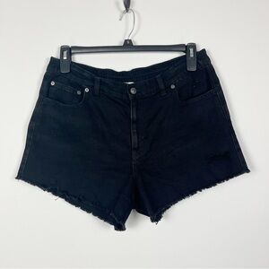 Aerie Black Denim Shorts Size Large Raw Hem Distressed